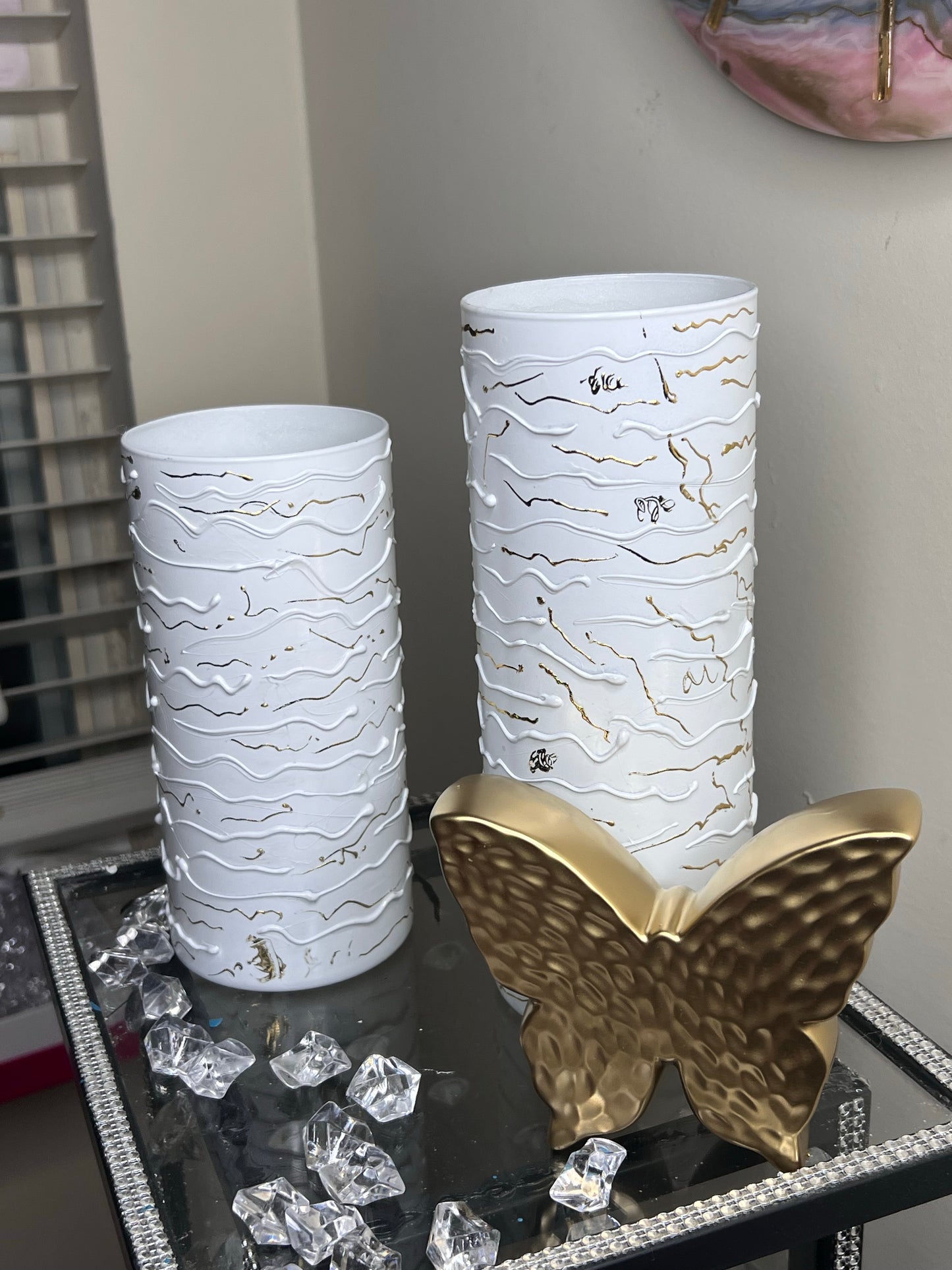 White Gold Leaf Vase
